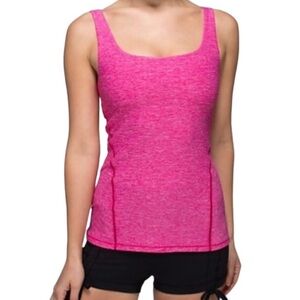 Lululemon Tank Top Women's Size 2 US Pink Heathered Amala Shelf Bra Yoga Workout